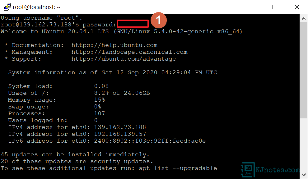 Linode的主機預設登入帳號為root，密碼為在部署VPS時所輸入好的密碼-linodev2068