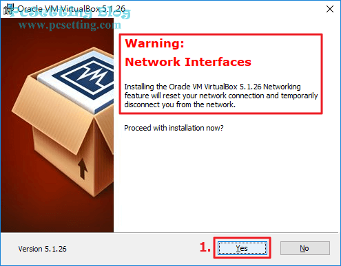 在安裝VirtualBox虛擬機器的網路功能時，你的網路可能會暫時中斷-virtualbox024