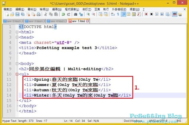 Notepad++的同步異位編輯功能-npp063