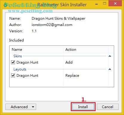 Rainmeter的.rmskin格式安裝與啟用步驟rmt063