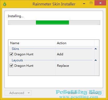 Rainmeter的.rmskin格式安裝與啟用步驟rmt064