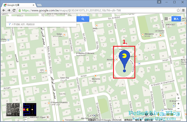 在Google Maps地圖上玩經典的遊戲Pac-Man-電腦版瀏覽器-gmappacman-003