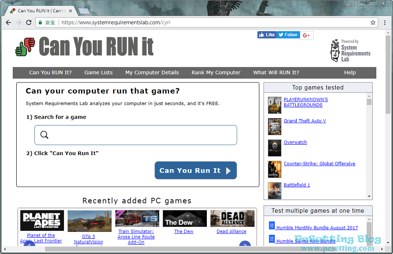 連結至Can You RUN It的網站首頁-canyourunit001