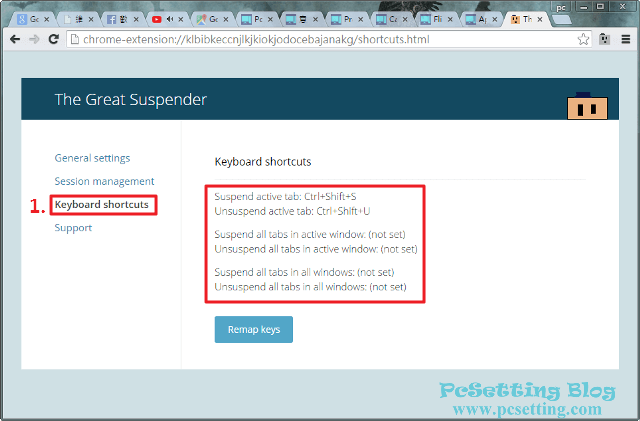 設定The Great Suspender擴充套件的鍵盤快捷鍵-tgs111