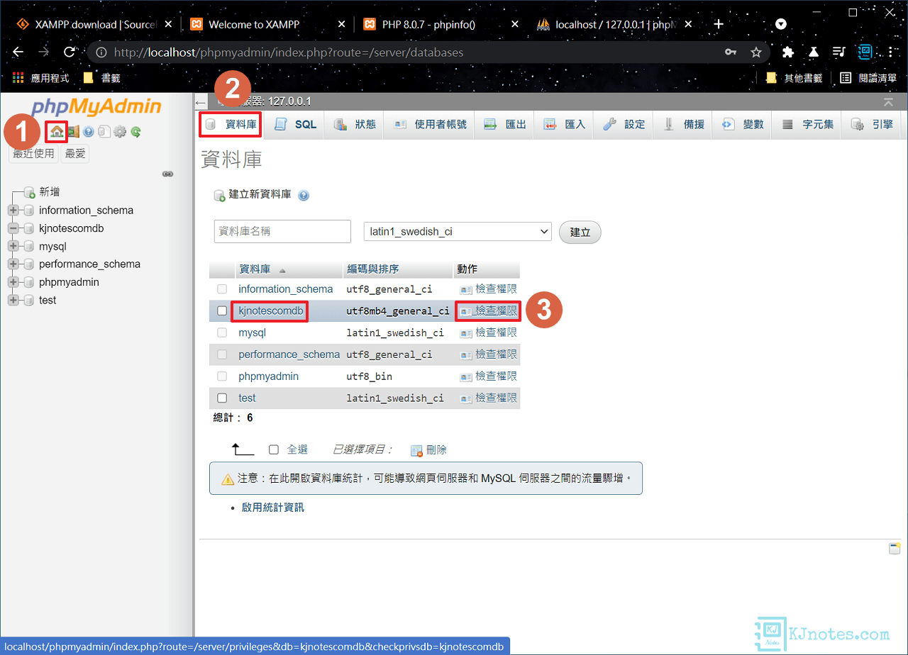 為剛剛建立好的資料庫新增一個使用者-xampp2074