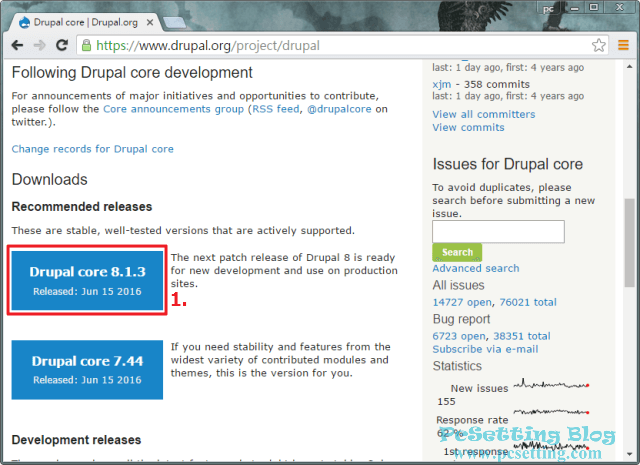 連結至Drupal官方網站選擇與下載最新Drupal 8的版本-drupal8001