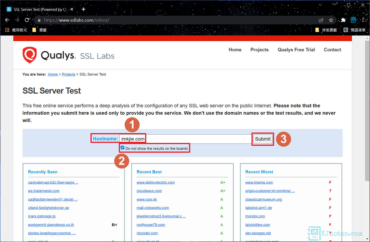 使用Qualys SSL Labs網站所提供的線上SSL憑證檢測服務-letsencryptssl061