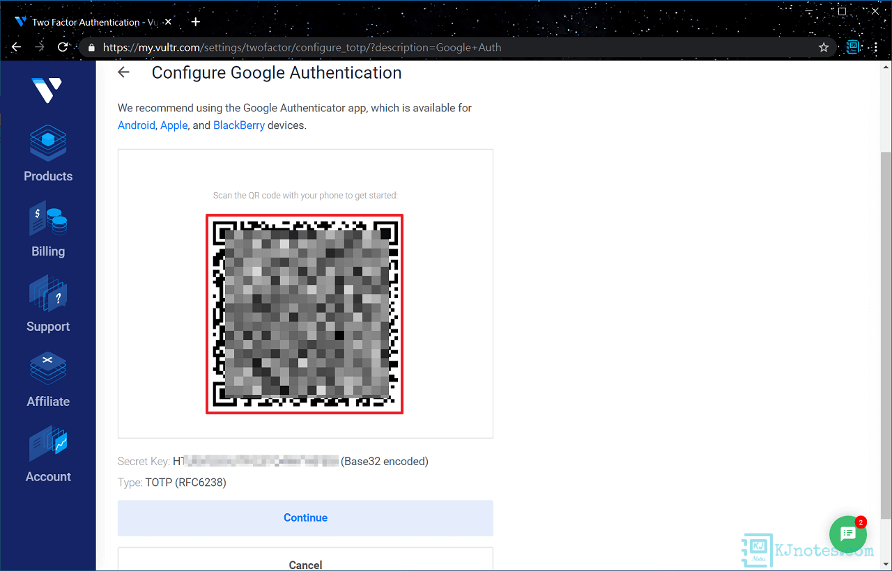 產生Google Authenticator所需要用到的QR Code或金鑰-vultr493