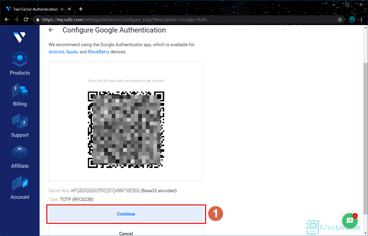 需輸入Google Authenticator App所顯示的驗證碼-vultr496