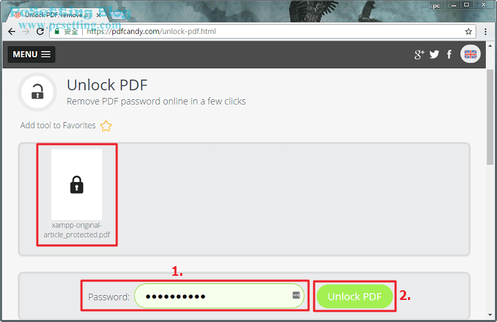 輸入你要解除密碼的PDF檔案的密碼-pdfcandy112