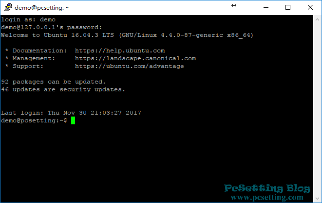 已成功使用SSH登入至Linux系統-virtualboxnat065
