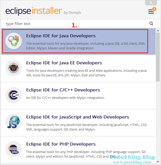 在Eclipse Installer中選擇下載Eclipse IDE for Java Developers-下載Eclipse Installer至你的電腦-eclipseide021