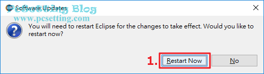 安裝完成需重新啟動Eclipse IDE-eclipseide123