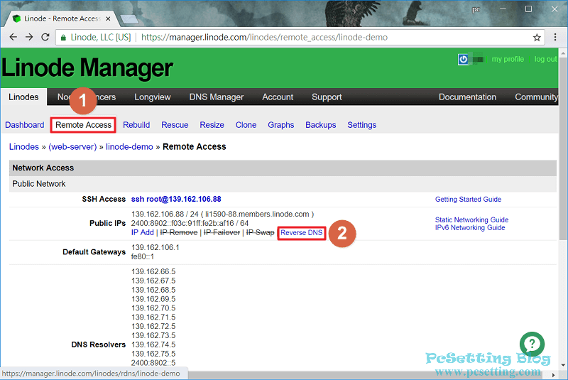 為主機設定Reverse DNS-linode142