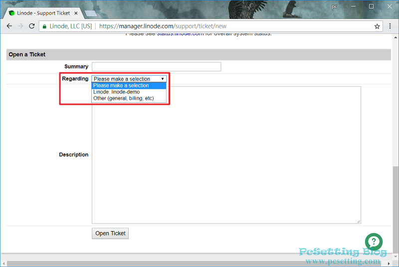 可以在Regarding下拉式清單中選擇你要的協助選項-linode202