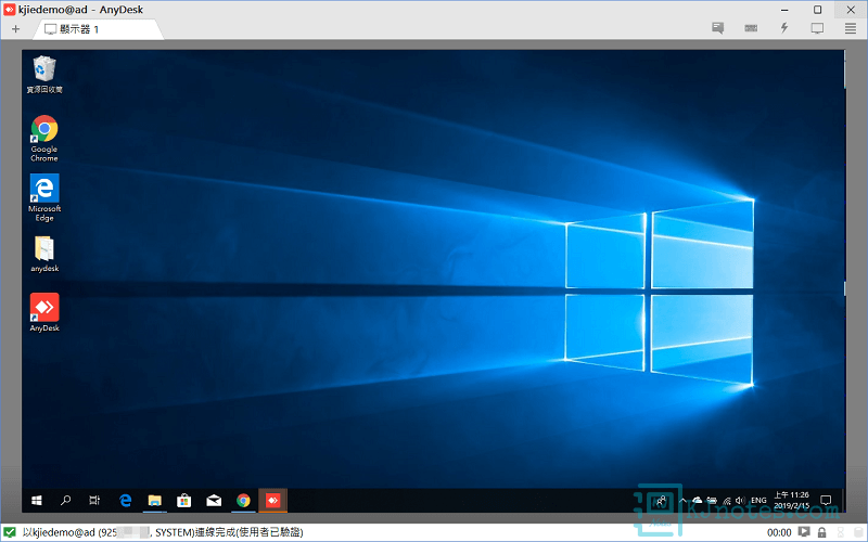 可以看到是可以正常連線到被控端電腦-anydesk172
