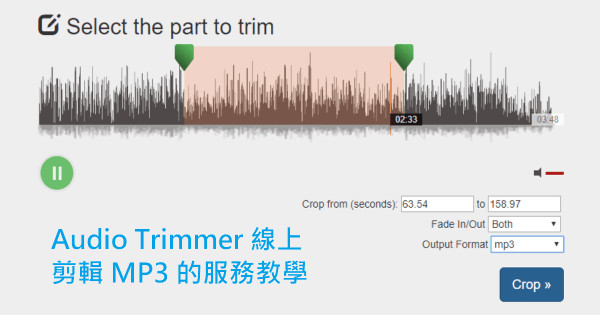 Audio Trimmer 免費線上 MP3 音樂剪輯服務教學-也適用於手機